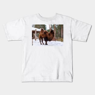 Bactrian Camel in snowy environment. Kids T-Shirt